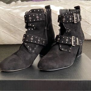 Rebecca Minkoff Black Ankle Boots with Studded Straps